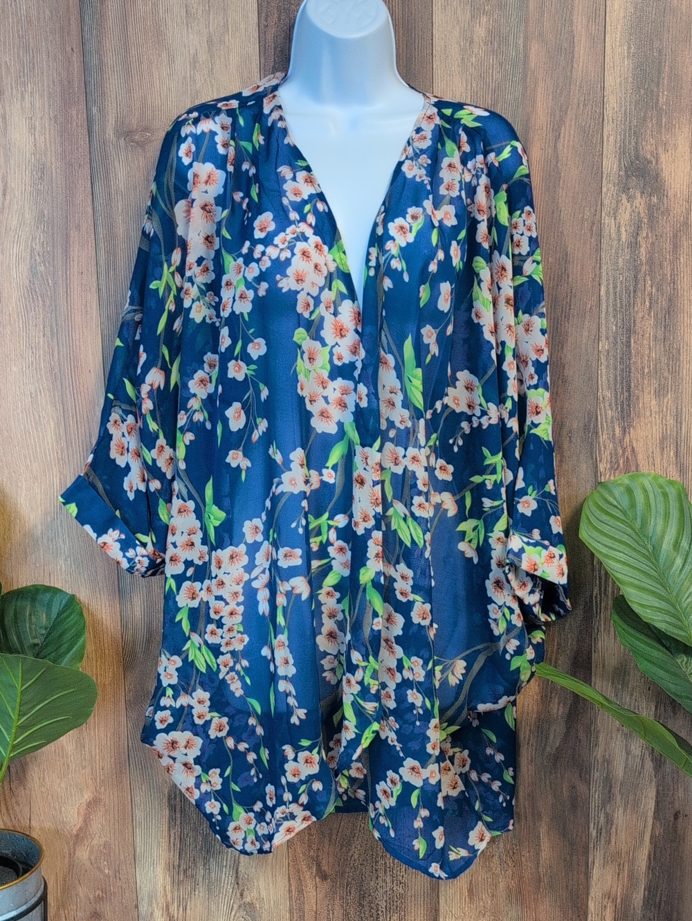 Open-Front Floral Sheer Cardigan Kimono XL        W377